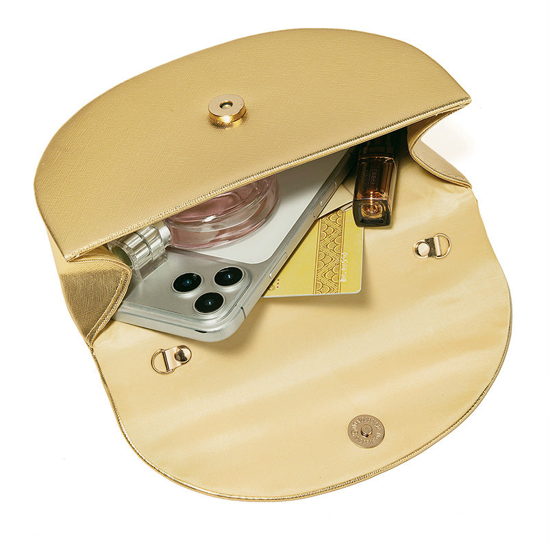Semicircular Evening Clutch Handbag, Gold or Silver