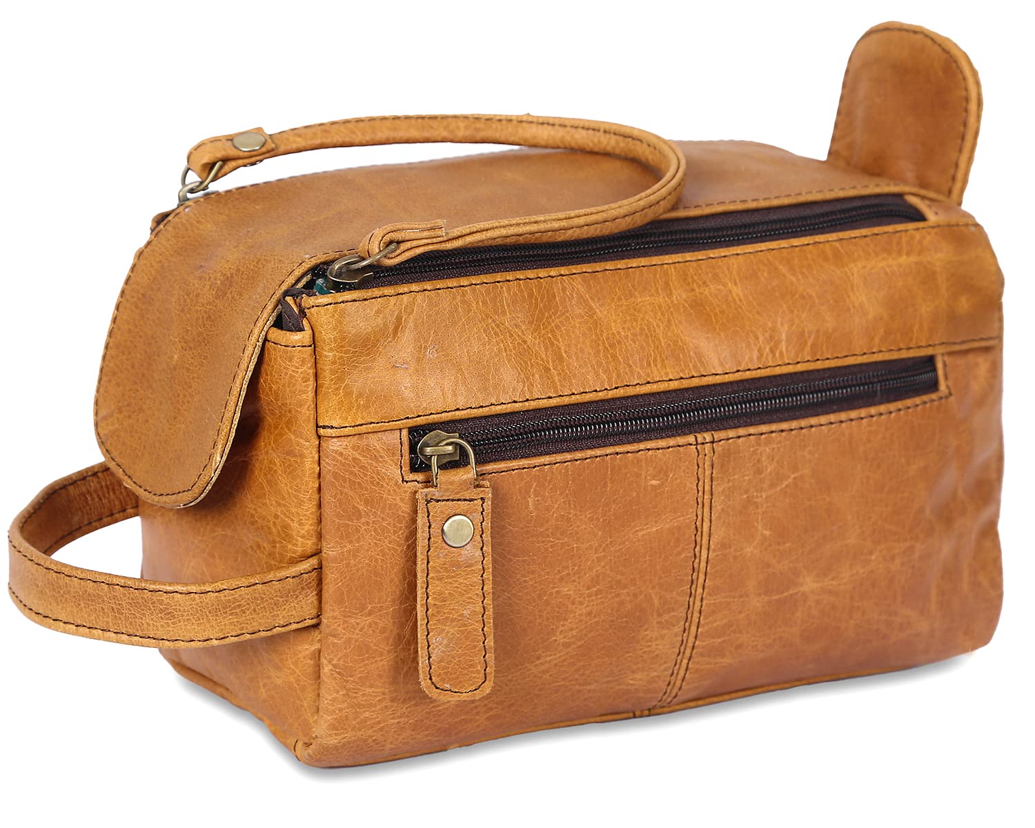 CRAFAT Premium Leather Toiletry Bag for Men – Travel Dopp Kit & Shaving Bag – Waterproof Grooming Organizer for Toiletries, Bathroom Essentials & Accessories – Perfect Gift for Men